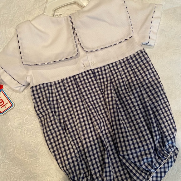 Checked Blue & White Sailor One piece suit - Picture 8 of 8
